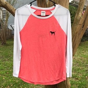 VS PINK Long Sleeve Baseball T-shirt